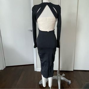 Nicholas open back black long sleeve dress SZ 0
